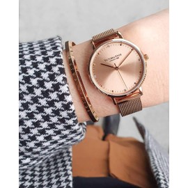 VICTORIA HYDE Gorgeous Rose Gold Watches for Women Analog Quartz with Detachable Stainless Steel Mesh Band Ladies Wristwatch