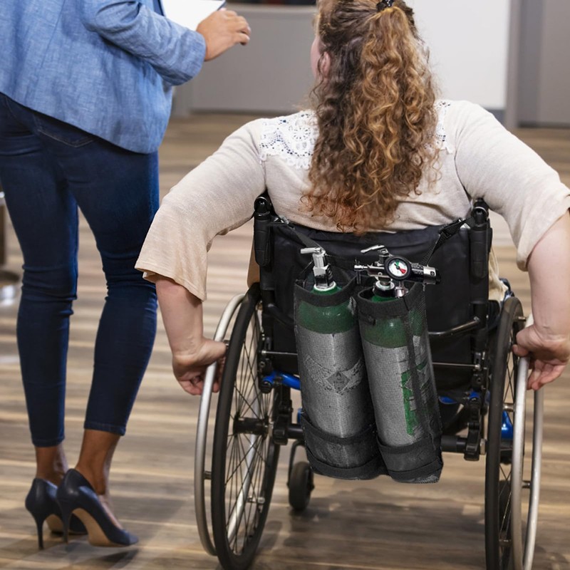 Mediss Wheelchair Dual Oxygen Tank Holder - O2 Cylinder Carrier