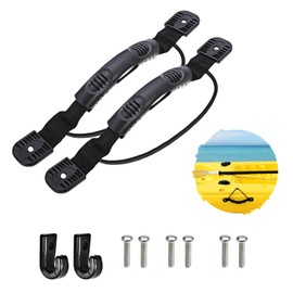 2 Pcs Kayaks Canoe Side Mount Handles Replacement with Bungee Cord Paddle Holder Accessories + 2 Pcs J Hook with Hardware, Kit for Luggage Handle, Cooler Handle, Incubator Handle
