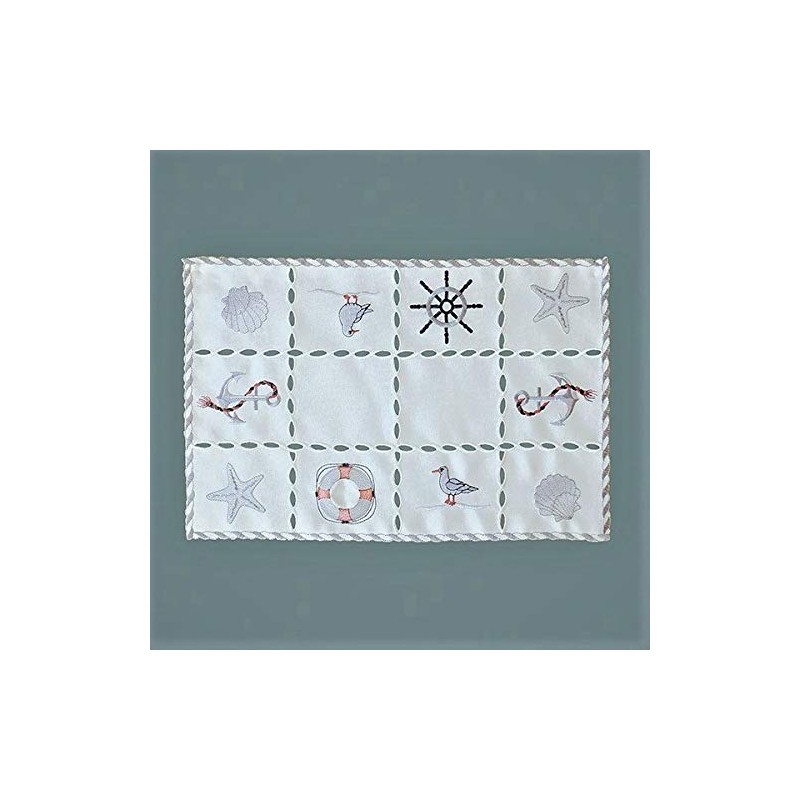 Raebel Tablecloth Table Runner Table Cloth Maritime Embroidery Wool White