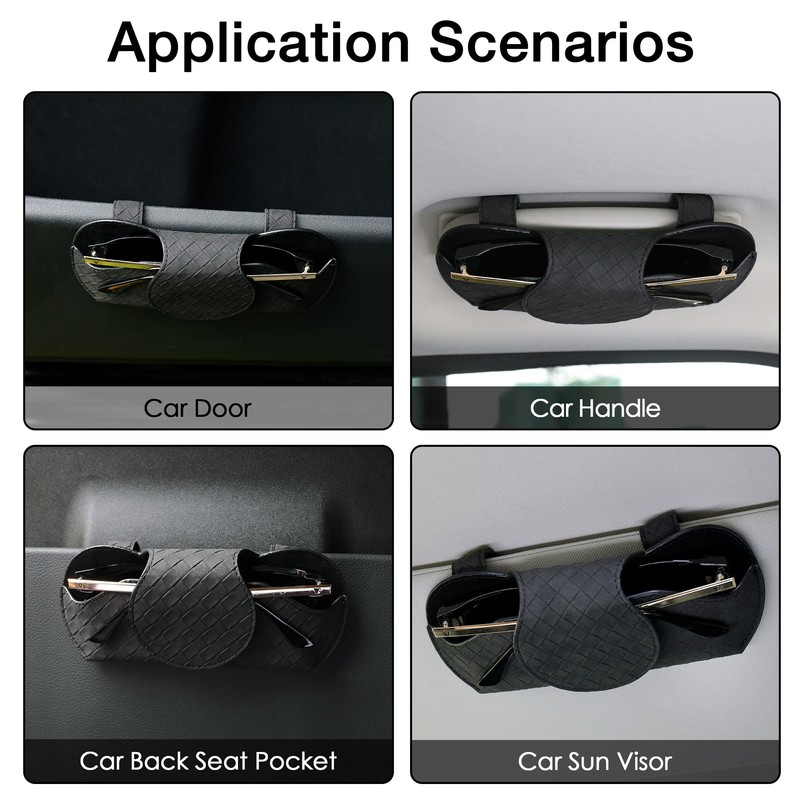 KINIVA Sunglasses Holder for Car Visor PU Leather Glasses Case