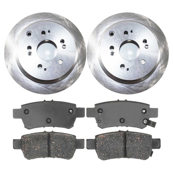AutoShack Pair of 2 Rear Brake Rotors and Performance Ceramic