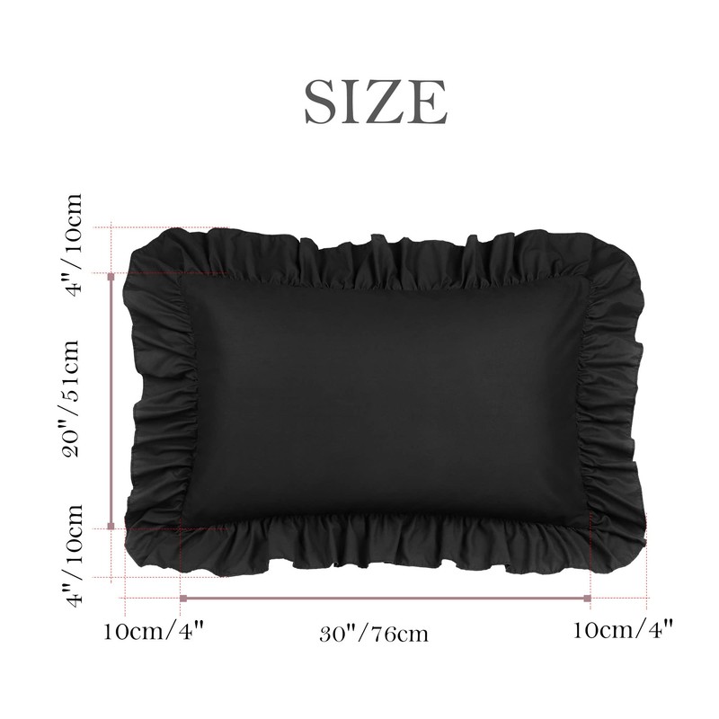 PiccoCasa Brushed Ruffle Pillowcases 2 Pack, Soft Breathable Pillow Covers