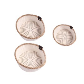 Pokinge 3PCS Woven Desktop Sundries Baskets Cotton Rope Storage Baskets for Kids Toys Organizer Box Baby Dirty Clothes Laundry Basket