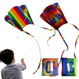 2 Pieces Of Colorful Kites, Rainbow Kites, Single-Line Kite Flying, Flying Toys With Long Colorful Tails, Outdoor Toys For Beginners, Suitable For Outdoor Activities, Parks, Campuses, Beaches