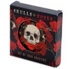 4 Glass Drinks Cork Coasters with Skull and Roses Motif
