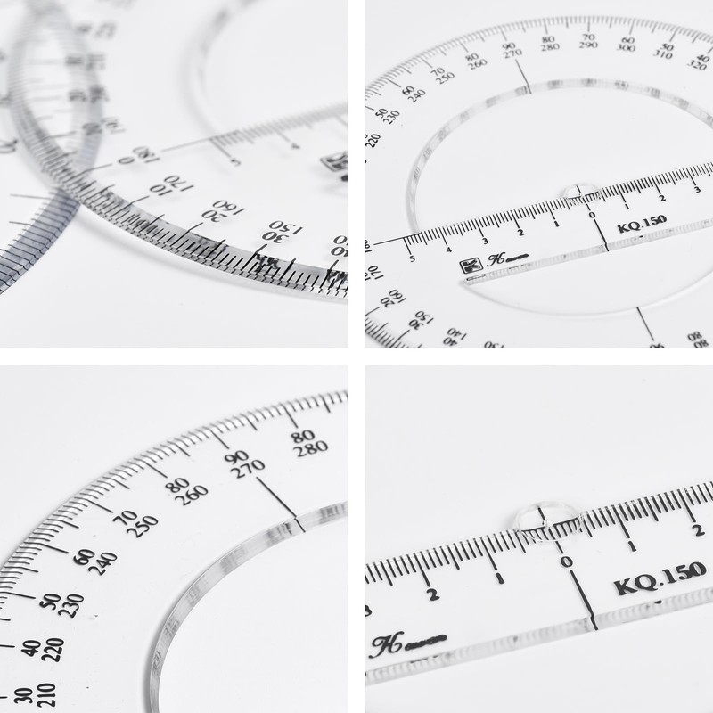 2 PCS 360 Full Circle Protractor, 15cm Plastic Math Measuring