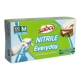 Sabco Nitrile Everyday Latex Free Disposable Gloves, Medium (Pack of 100)