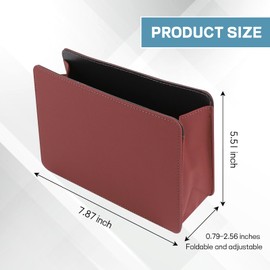 wuyaoyao Hanging Mini Car Trash Can, Foldable Leather Garbage Can, Waterproof Small Auto Door Organizer, Multifunctional Vehicle Trash Bin Storage Organizer, Universal Car Accessories (Wine Red)