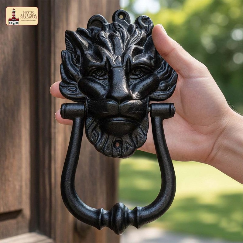 SaKeGa Mystic Colonial Medieval Cast Iron Lion Head Door Knocker