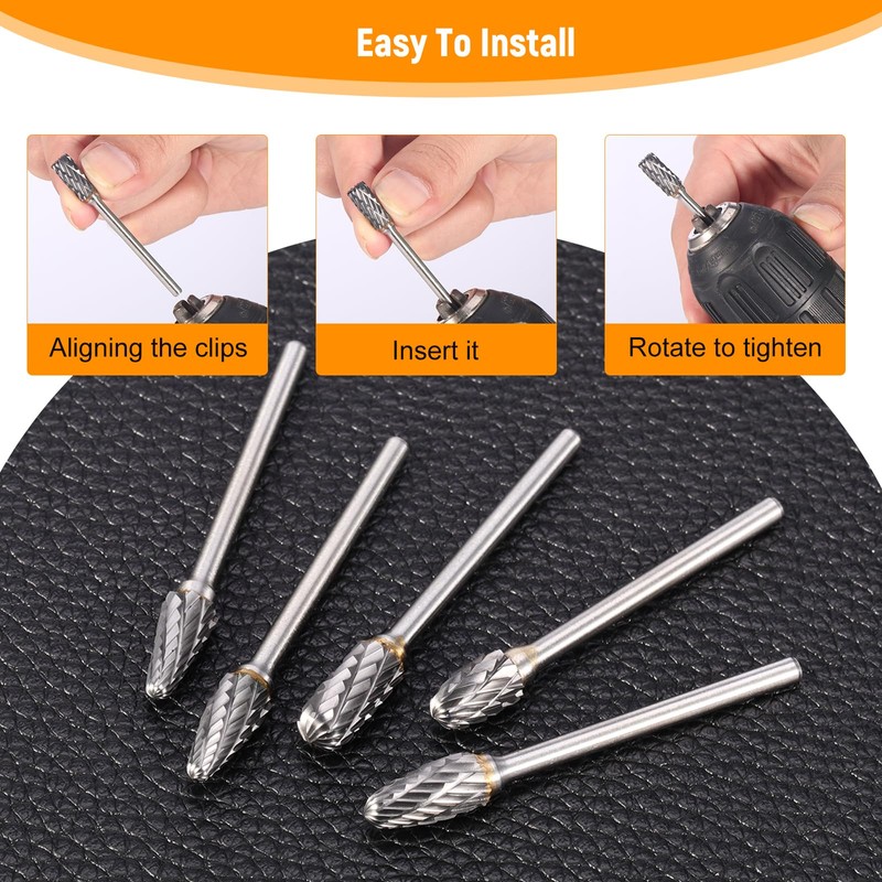 Faankiton 10PCS Tungsten Carbide Rotary Burrs, Carbide Die Grinder Bits