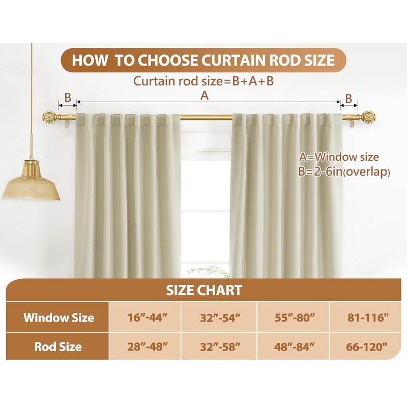 Curtain Rods 2 Pack, HOTOZON Curtain Rods for Windows 28