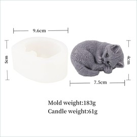 Grainrain Moldes de vela hechos a mano en 3D para hacer velas, molde de silicona para jabón de animales, moldes de vela de gato (SXY228)