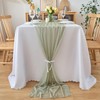DecorMommt Table Runner Sage Green Chiffon Thin Decorative Fabric Table