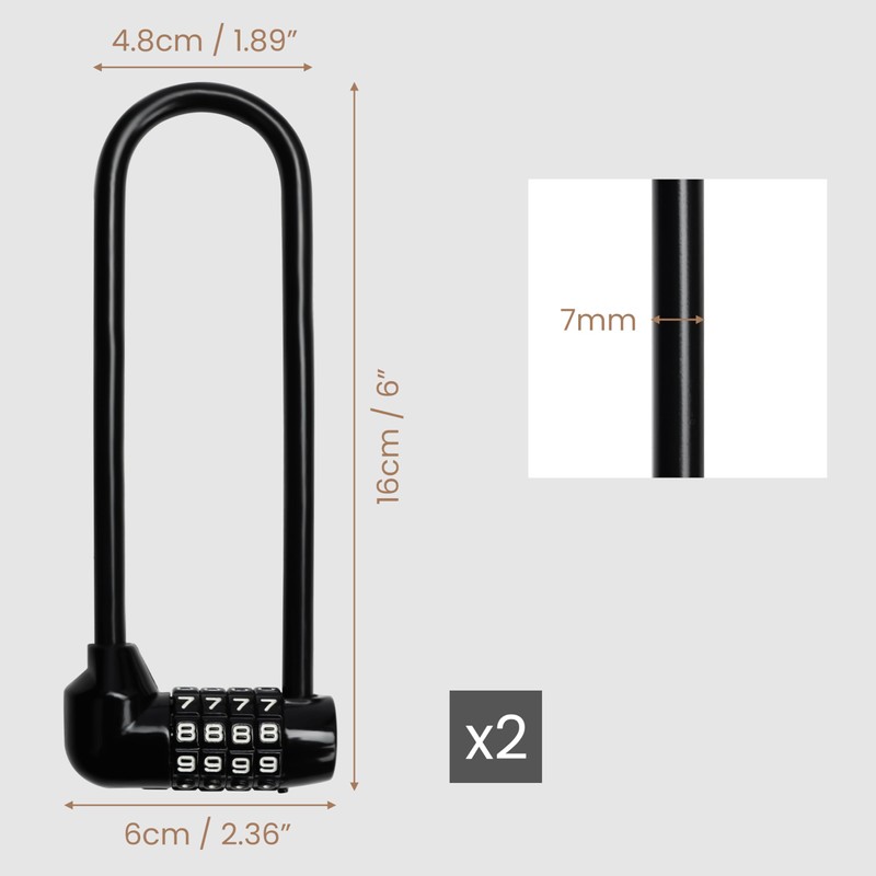 Kurtzy Combination Long Shackle Padlock - Long Gate Lock for