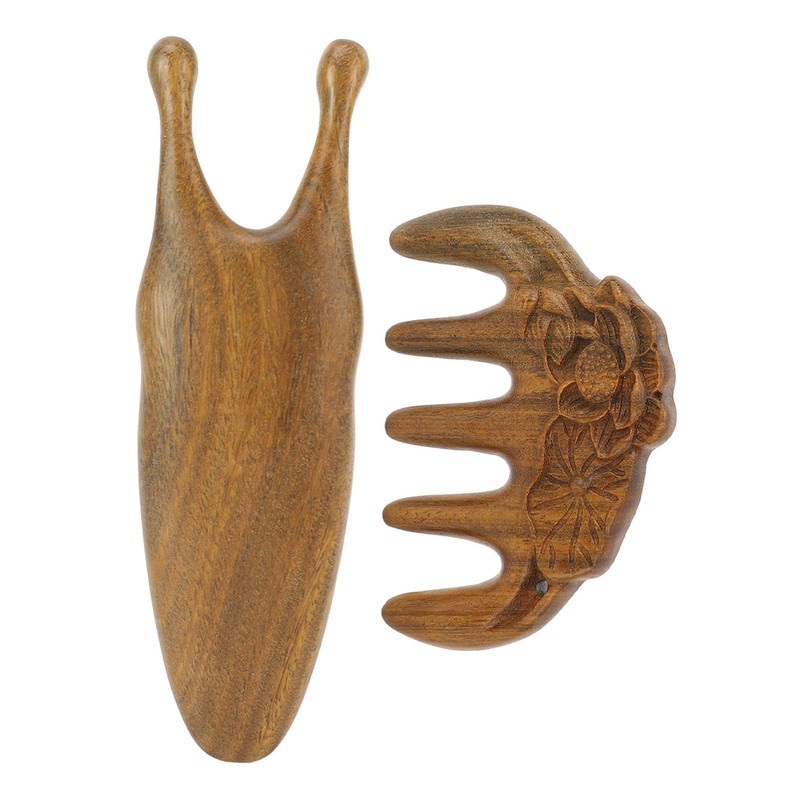 Sandalwood Nose Guasha Massage Tool Five Tooth Scalp Meridians Scraping