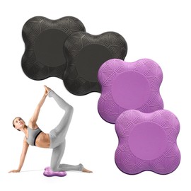 MBKHFLL 4PCS yoga knee pads, yoga anti slip pads, Pilates support pads, designed to protect the balance of male and female knees, elbows, and wrists during exercise (Black +Purple)