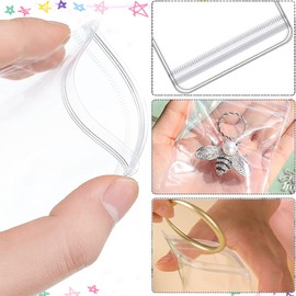 KSJEHW Pack of 100 Jewellery Bags, PVC Plastic Zip Bag, Clear Jewellery Storage Bag, Transparent Lock Bag, Small Organiser Bag for Holding Jewellery, Earring, Ring, Necklace (5 Sizes