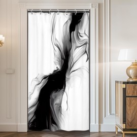 Cinbloo Black and White 54Wx78H Shower Curtain Marble Abstract Modern Minimalist Ombre Grey Elegant Ink Texture Neutral Simple Aesthetic Bathroom Curtain Set Man Bath Bathroom Accessories Decor