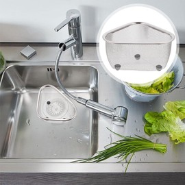 1pc Drain Basket Sink Corner Storage Triangle Sink Strainer Basket Side Sink Strainer Basket Fruit Strainer for Sink Triangular Sink Drainer Drain Stainless Steel Household