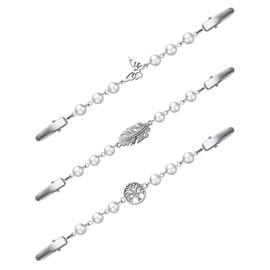 Jetec 3 Pcs Vintage Sweater Clips Dress Cinch Clips Shirt Cardigan Clip Shawl Clips 3 Style Brooch Clips for Women(Pearl Style)