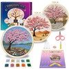 Huacan Embroidery Kit for Adults Beginners with 3 Hoops &
