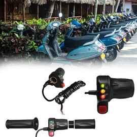 JOYSOG Electric Bike Throttle Grip, 36V/48V Electric Scooter Twist Speed Throttle Grip with 3 Gears Power Display Split Handle (48V)