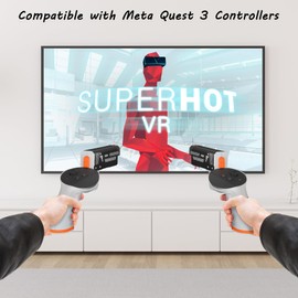 ZHGM VR Handle Grip for Meta Quest 3 Accessories with Aluminum Case, Comfortable VR Controller Grip Covers Compatible with Oculus Quest 3, Enhance VR FPS Immersive Experience