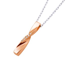 THE KISS SPD6006CB Cubic Zirconia Pink Gold Coated Silver Necklace, Silver
