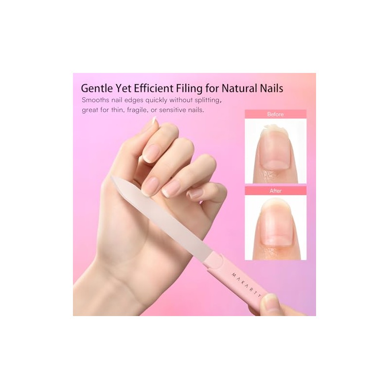 Makartt Lima de uñas: Lima de cristal para uñas naturales