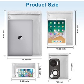 4 Pack Faraday Bags, Faraday Cage for Anti-Theft Anti-Tracking, Waterproof & Fireproof Faraday Bag for Laptops, Tablets, Phones, Car Keys - Color: black