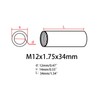 5 Pcs M12 x 1.75 x 36mm Long Rod Coupling