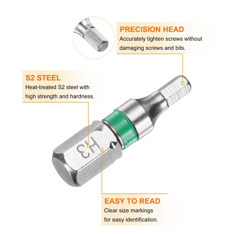 sourcing map 2pcs Hex Screwdriver Bit H3 1/4" Hex Shank