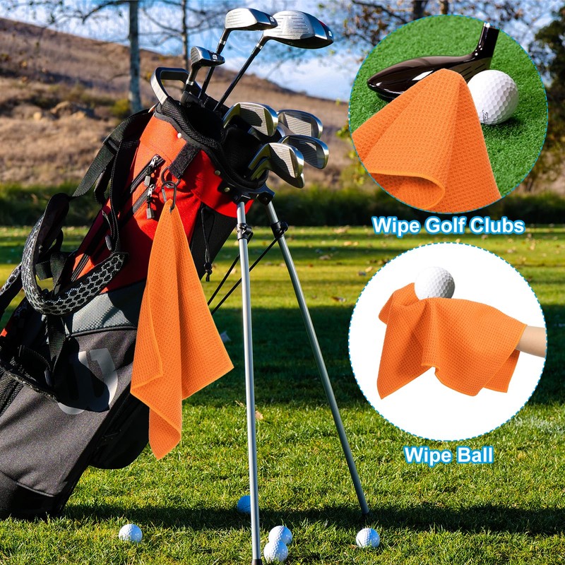 PATIKIL 12"x12" Tri-Fold Golf Towels, 2 Pack Waffle Pattern Towels