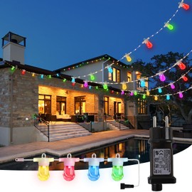 Nurluce Color Changing String Lights Plug in Waterproof IP65 10 Edison Bulbs 8 Memory Mode Remote Control 32.8ft 100 LED Fairy Rope Lights 12V Garden Backyard Outdoor Chrsitmas Decor Lighting