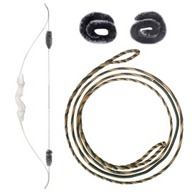 S F 16 Strands Handmade Flemish Bowstring Replacement + 1 Pair Rabbit FurBow String Silencer for Recurve Bow and Traditional Longbow-for 62" Model Bow