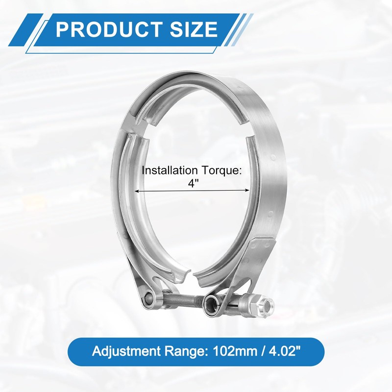 sourcing map 4" V Band Clamp 304 Stainless Steel for