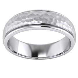 Heavy Solid Sterling Silver 6mm Hammered Unisex Wedding Band Comfort Fit Ring Raised Center Polished Sides (5)