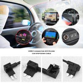 VGOL 1 Set Type-C/USB C Hardwire Kit Dual Slot Fuse Holders Type C USB Dash Cam Hardwire Kit Compatible with Most Cars -22F to 167F DC 12V-24V