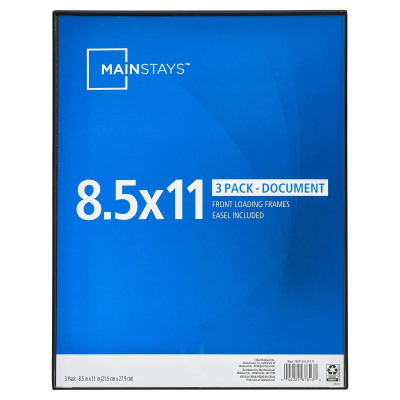 No Brand Mainstays 8.5x11 Front Loading Document Picture Frame, Black,