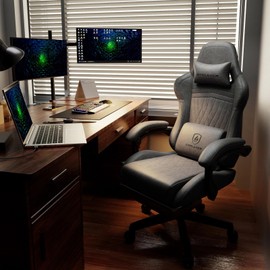 GTPLAYER ACE-PRO Music Gaming Chairs – Built-in Speakers, App Support & Bluetooth Control, Footrest & Pocket, Gamer Chair for Adults, Grey