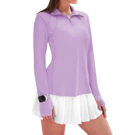 IECCP Women's UPF 50+ Sun Shirts Long Sleeve UV Protection Rash Guard Lightweight Quick Dry SPF Hiking Tops Outdoor Clothing (Purple,M)