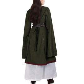 HiiFeuer 4 Pcs Renaissance Costume Women Embroidery Dress, Medieval Belt Skirt Hike Witch Dress Cosplay for Ren Faire (Green M)