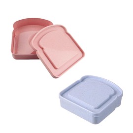 Wvapzwr 2Pcs Sandwich Containers for Lunch Boxes, Plastic Toast Shape Sandwich Box, Reusable Sandwich Box Food Storage Containers, Microwave & Dishwasher Safe, for Office, Camping