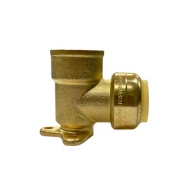 Push Fit Drop Ear Elbow, Brass PTC X FPT, Easy, Fast Removable Reusable, Compatible with Copper tubing,CTS,CPVC, HDPE,and PEX fittings,Indoor or Outdoor Plumbing Tool size 1/2, 3/4 inch-10 PACK (3/4")