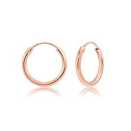 DTPsilver® 925 Sterling Silver Rose Gold-Plated Hoop Earrings - Small/Medium/Large - Thickness 2 mm - Diameter: 10, 12, 14, 16, 18, 20, 25, 30, 35, 40, 50, 60, 70, 80 mm, Sterling Silver