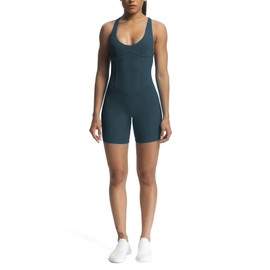 Aoxjox - Mamelucos de entrenamiento para mujer, espalda cruzada, una pieza, para gimnasio, yoga, deportes, Azul (Arándano), XL