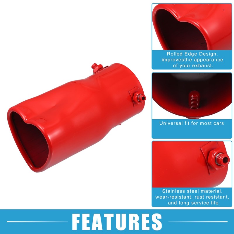 X AUTOHAUX Car Exhaust Tip Heart Shaped Tail Pipe 2.48Inch