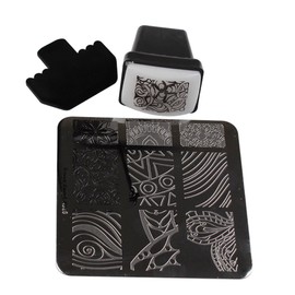 Finger Angel 10Pcs Nail Art Stamping Templates Manicure Tool Kit 10pcs Nail Stamping Plates+1Pcs Nail Stamper