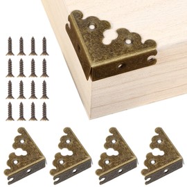 4 PCS Decorative Corner, Jewelry Box Corner Antique Bronze Triangle Edge Decorative Metal Corners Guard for Storage Box Jewelry Case Cabinet Coffee Table Wooden Chest etc